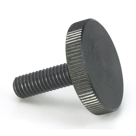 Thumb Screw, M5 Thread Size, Black Oxide Steel, 4mm Head Ht